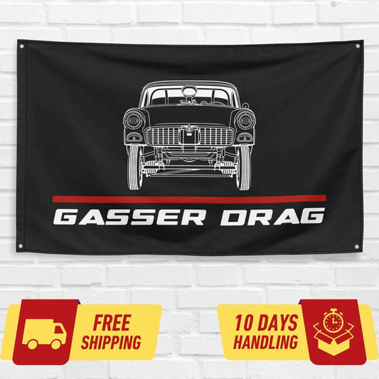 1955 Gasser Drag Classic Car Lovers 3x5 ft Flag Garage Birthday Gift Banner