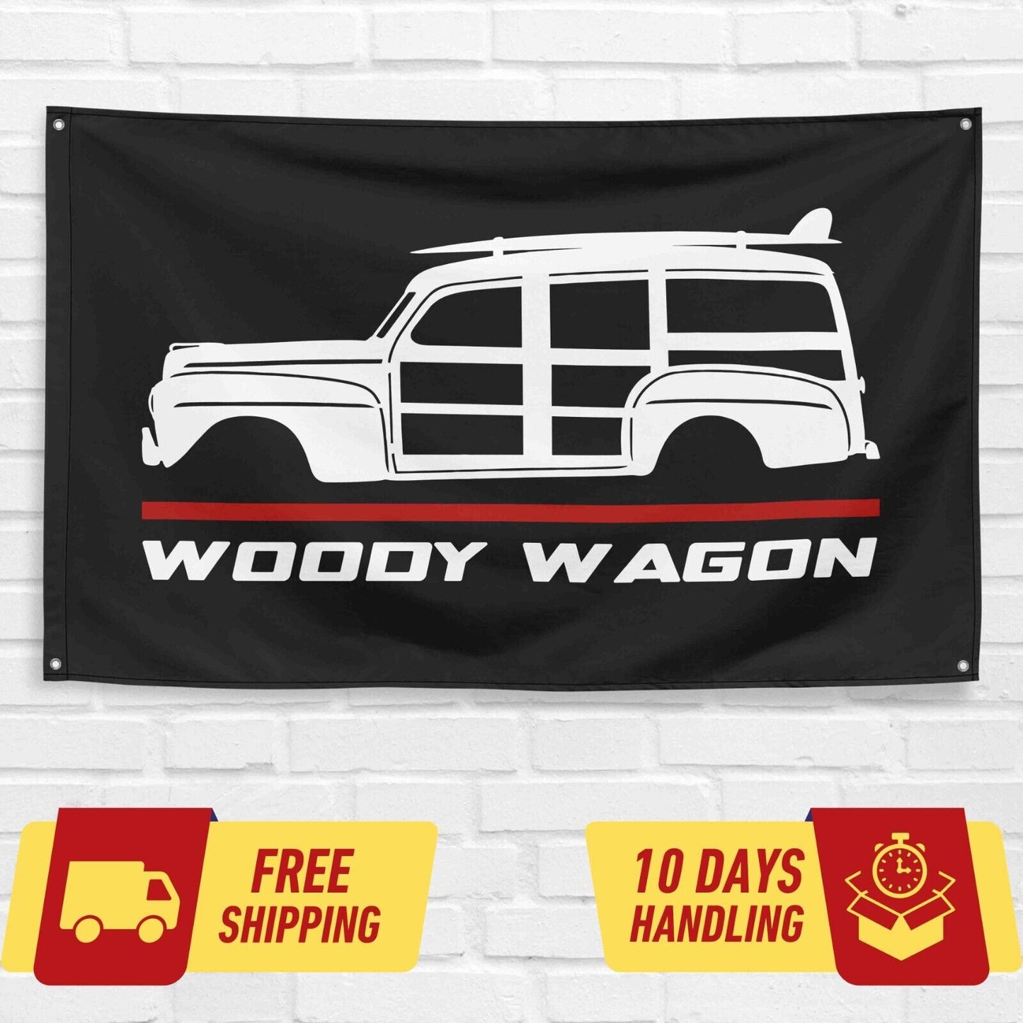 Woody Wagon 1947 Car Lovers 3x5 ft Flag Garage Birthday Gift Banner