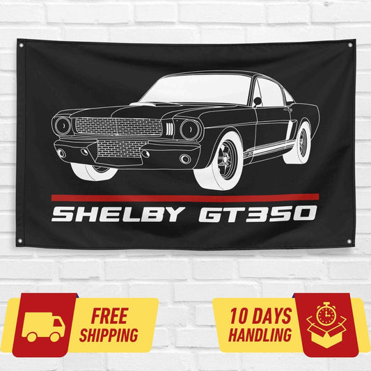 Mustang Shelby GT350 1966 Fastback Car 3x5 ft Flag Garage Birthday Gift Banner