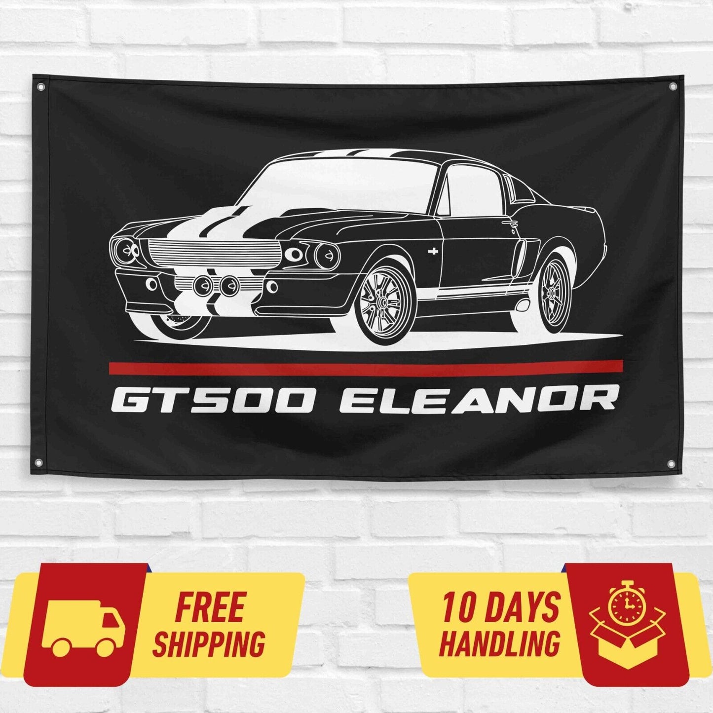 Mustang Shelby GT500 Eleanor Fastback 1967 Car 3x5 ft Flag Garage Birthday Gift Banner