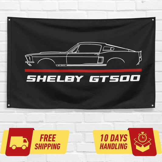 Mustang Shelby GT500 Fastback 1967 Car Lovers 3x5 ft Flag Garage Birthday Gift Banner