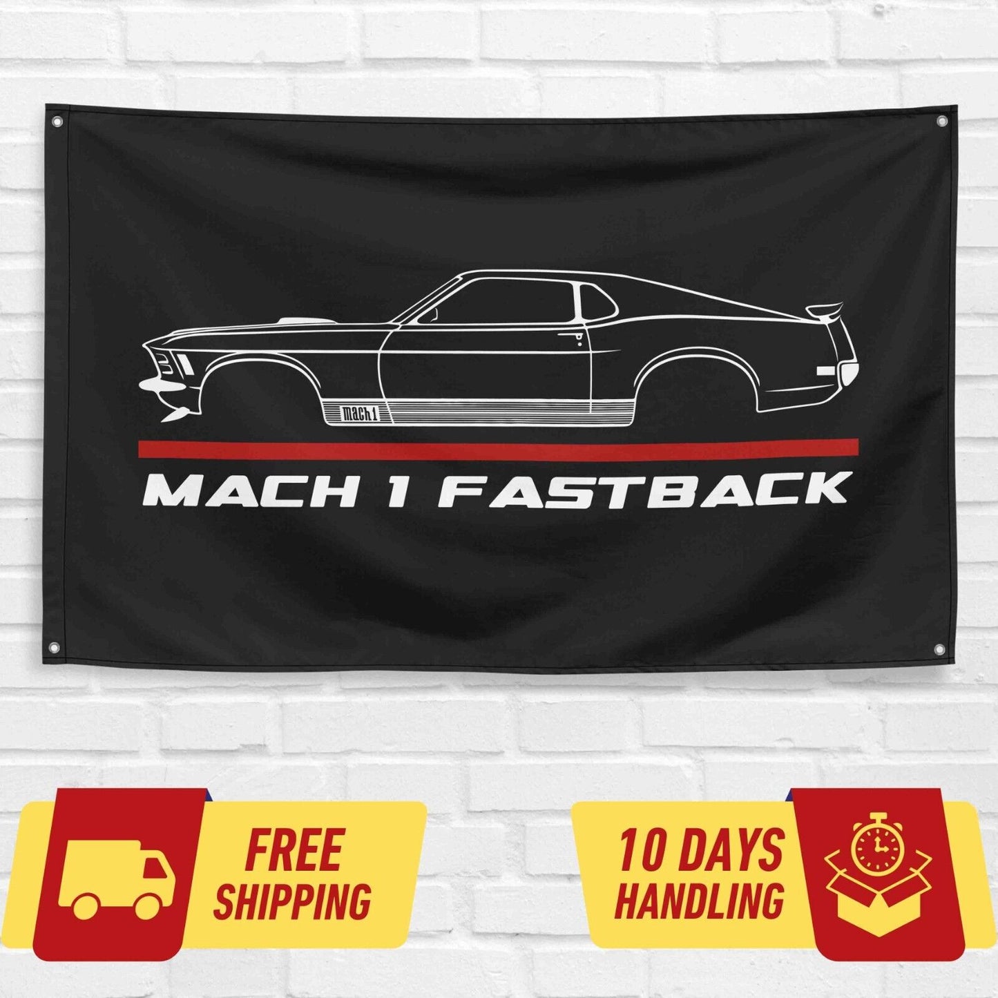 Mustang Mach 1 Fastback 1970 Car Lovers 3x5 ft Flag Garage Birthday Gift Banner