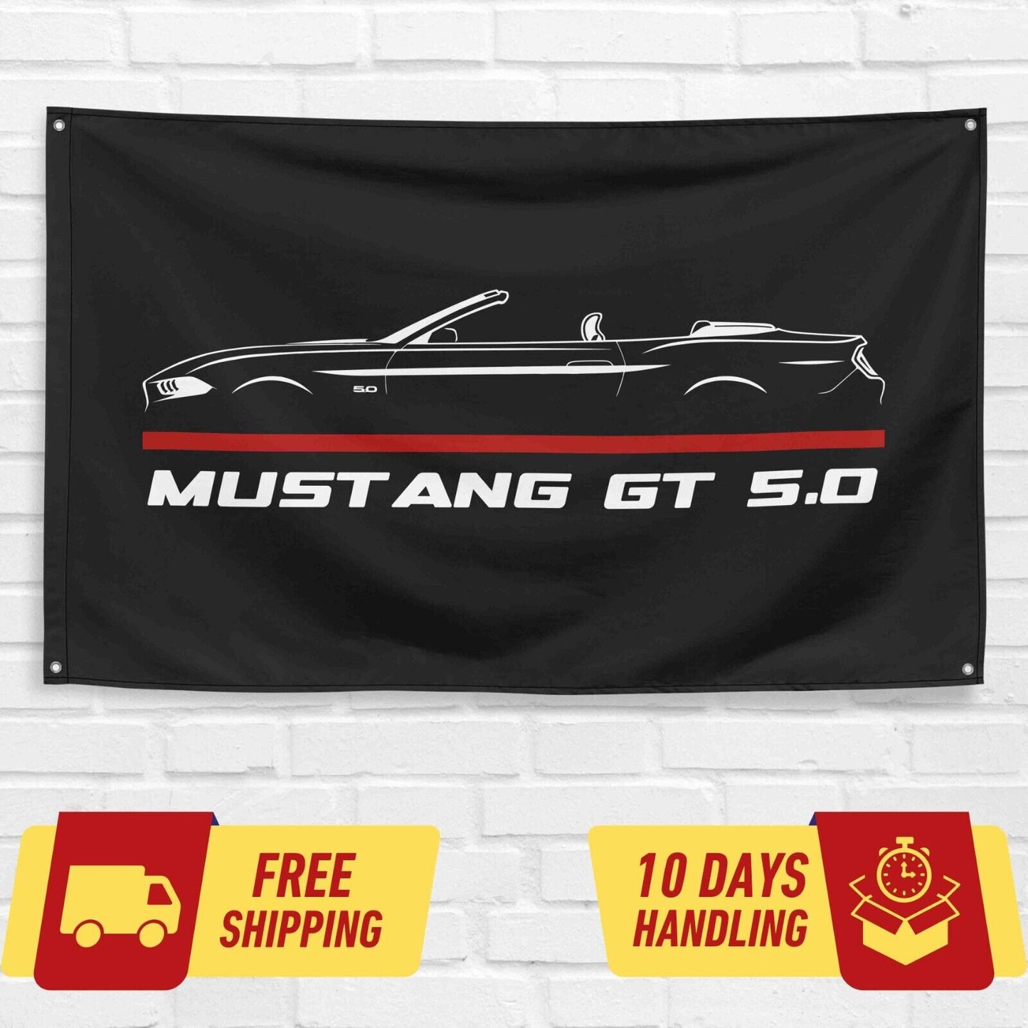 Mustang GT Convertible 2019 Car Lovers 3x5 ft Flag Garage Birthday Gift Banner