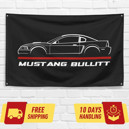 Mustang Bullitt 2001 Car Lovers 3x5 ft Flag Garage Birthday Gift Banner