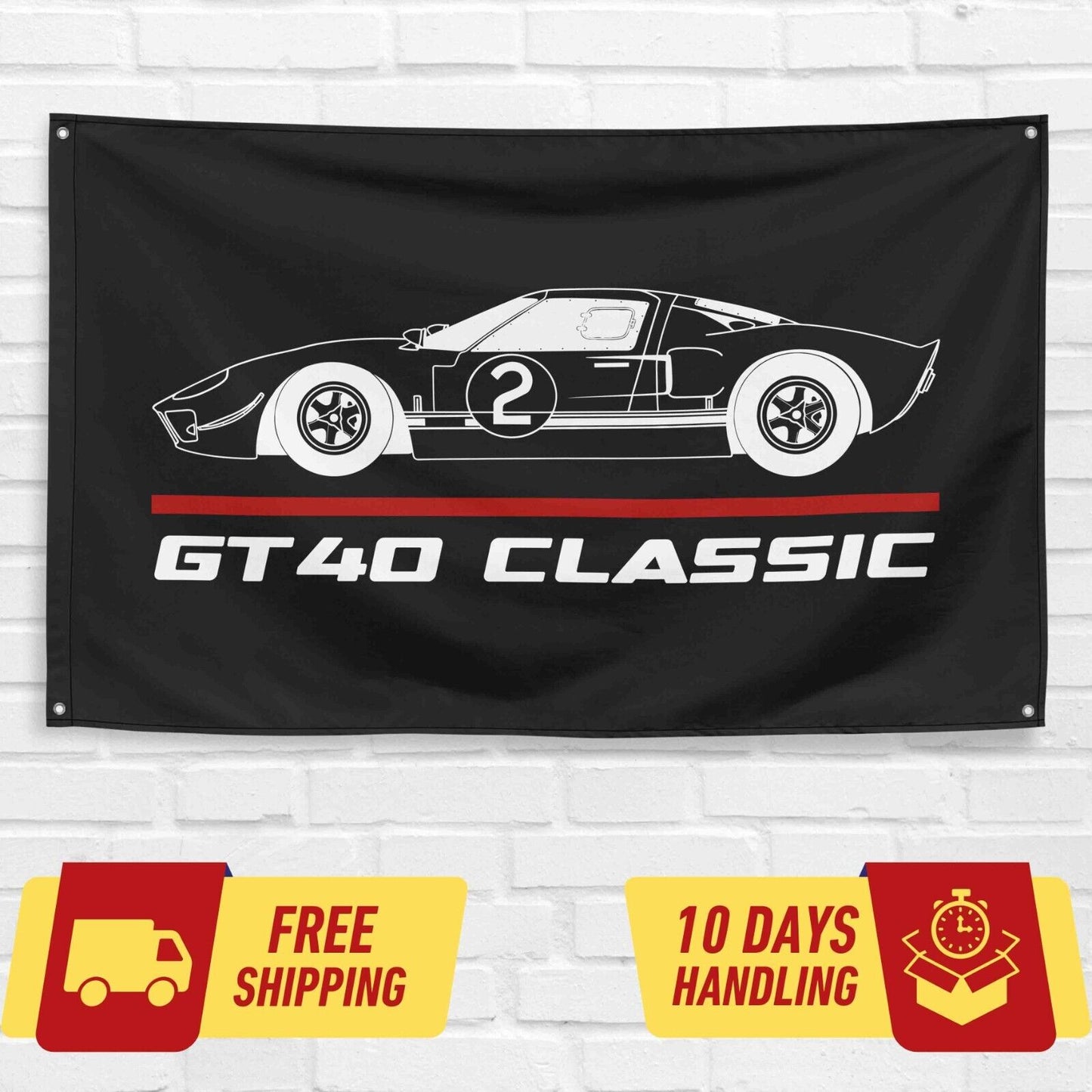 GT40 Classic Race Car Lovers 3x5 ft Flag Garage Birthday Gift Banner