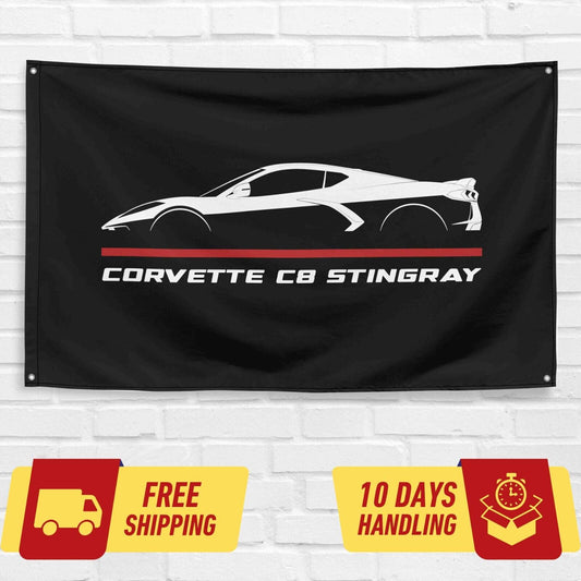 Corvette C8 Stingray 2019-2022 Car Lovers 3x5 ft Flag Garage Birthday Gift Banner