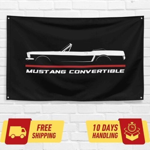 Mustang Convertible 1964-1966 Car Lovers 3x5 ft Flag Garage Birthday Gift Banner