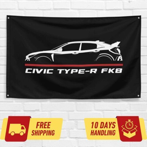 Civic Type-R FK8 2017-2021 Car Lovers 3x5 ft Flag Garage Birthday Gift Banner