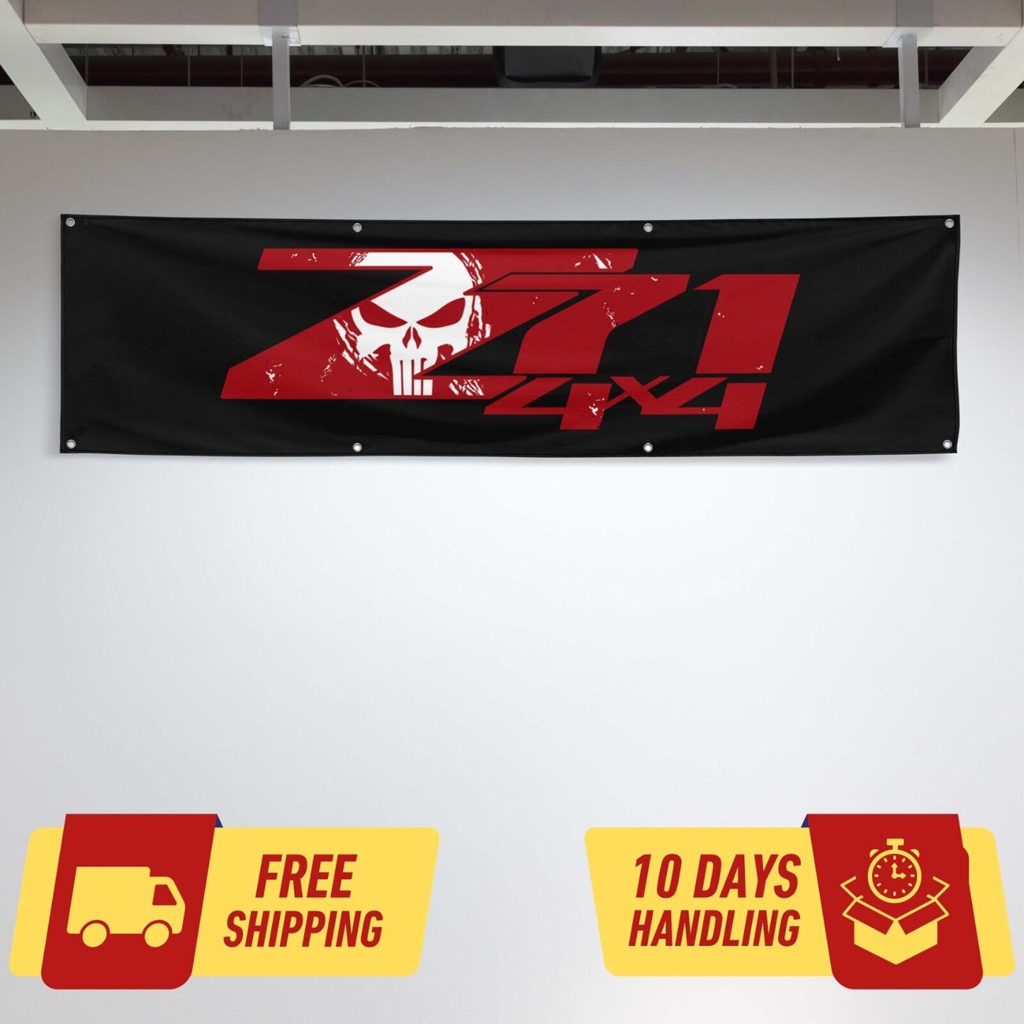 Chevy Silverado Z71 4x4 Off Road Punisher Car Lovers 2x8 ft Flag Garage Birthday Gift Banner