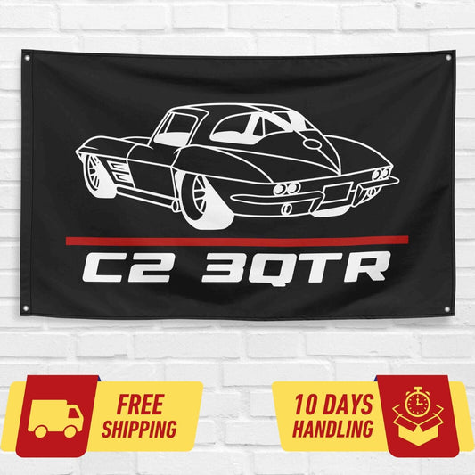 Corvette C2 3QTR 1963 Car Lovers 3x5 ft Flag Garage Birthday Gift Banner