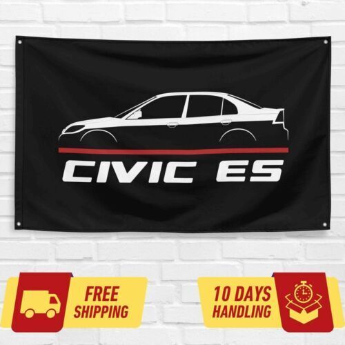 Civic ES 2001-2005 Car Lovers 3x5 ft Flag Garage Birthday Gift Banner