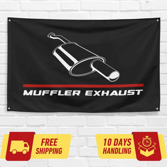 Muffler Exhaust Auto Part 3x5 ft Flag Car Garage Birthday Gift Banner