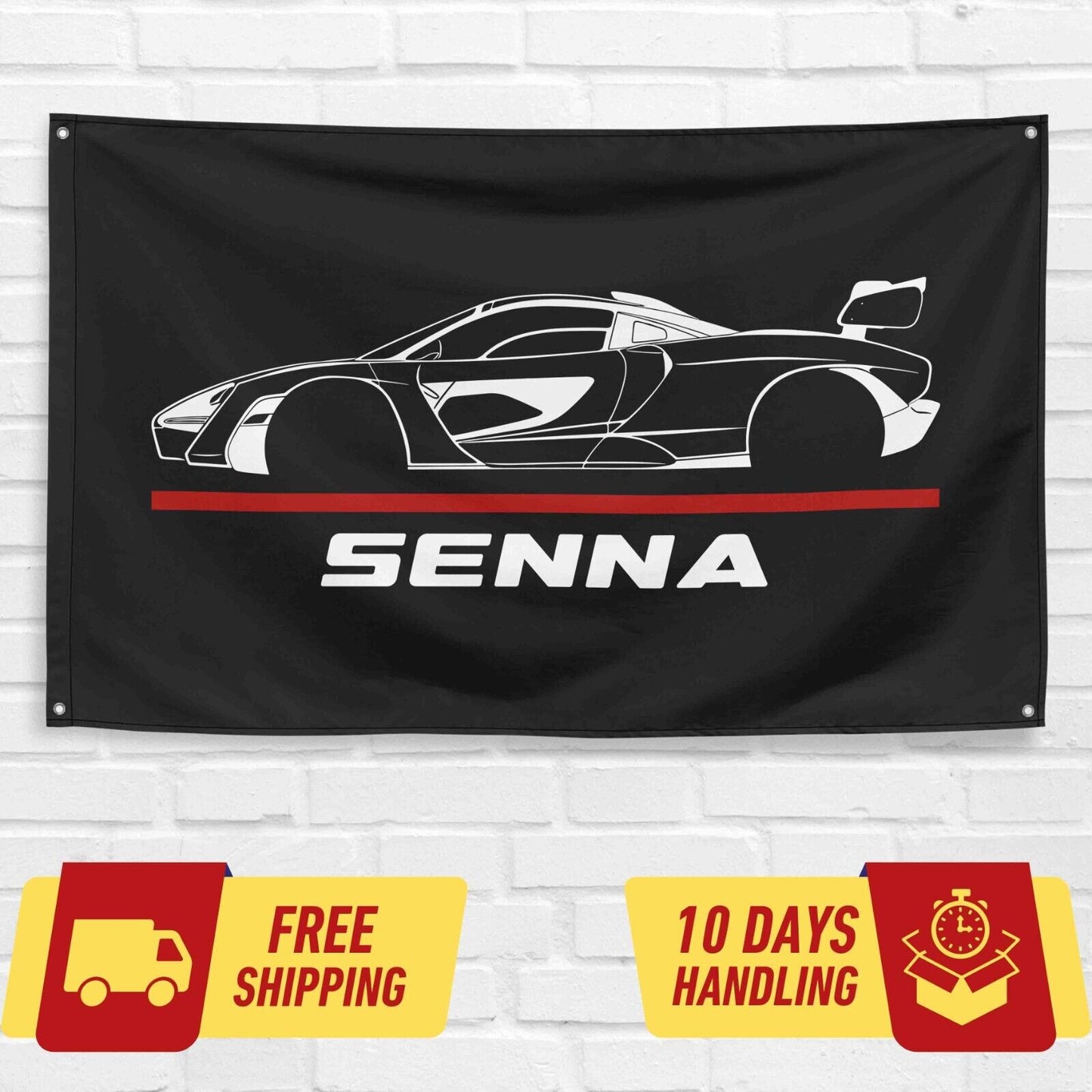 Senna SuperCar Lovers 3x5 ft Flag Garage Birthday Gift Banner