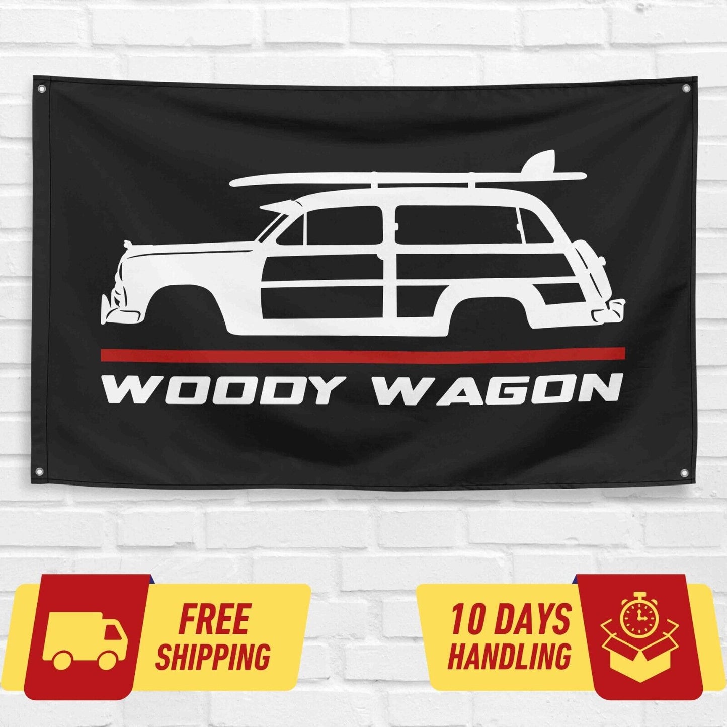 Woody Wagon 1949 Car Lovers 3x5 ft Flag Garage Birthday Gift Banner