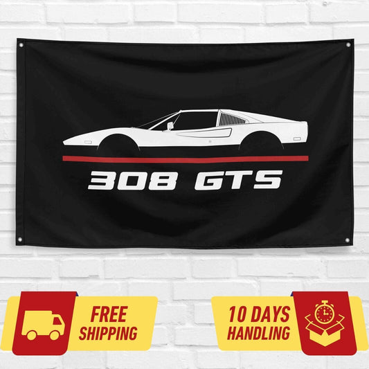 308 GTS 1975-1985 Car Lovers 3x5 ft Flag Garage Birthday Gift Banner