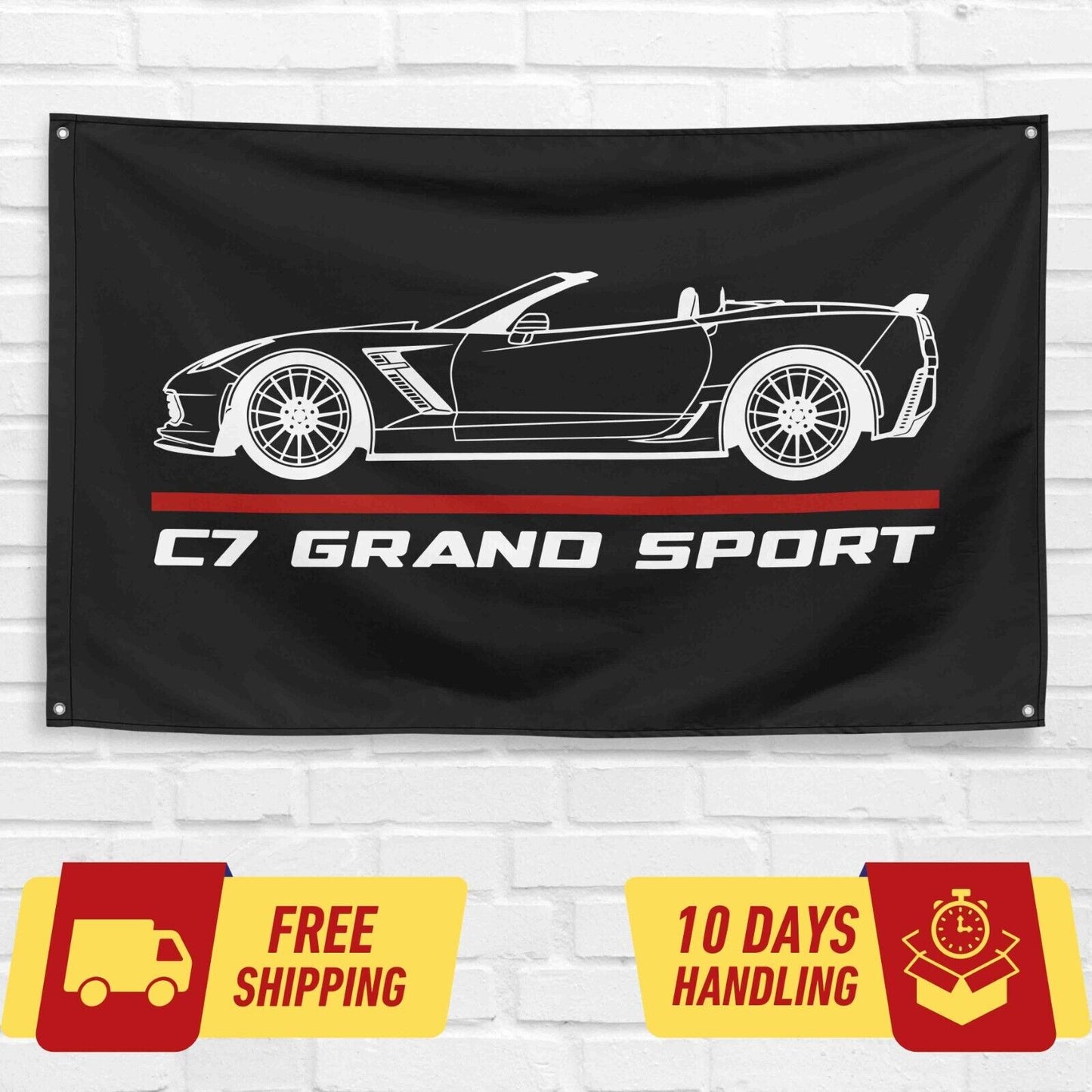 Corvette C7 Grand Sport Convertible Car Lovers 3x5 ft Flag Garage Birthday Gift Banner