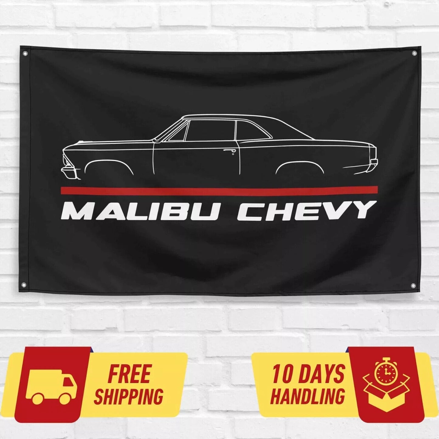 Malibu 1966 Chevy Car Lovers 3x5 ft Flag Garage Birthday Gift Banner