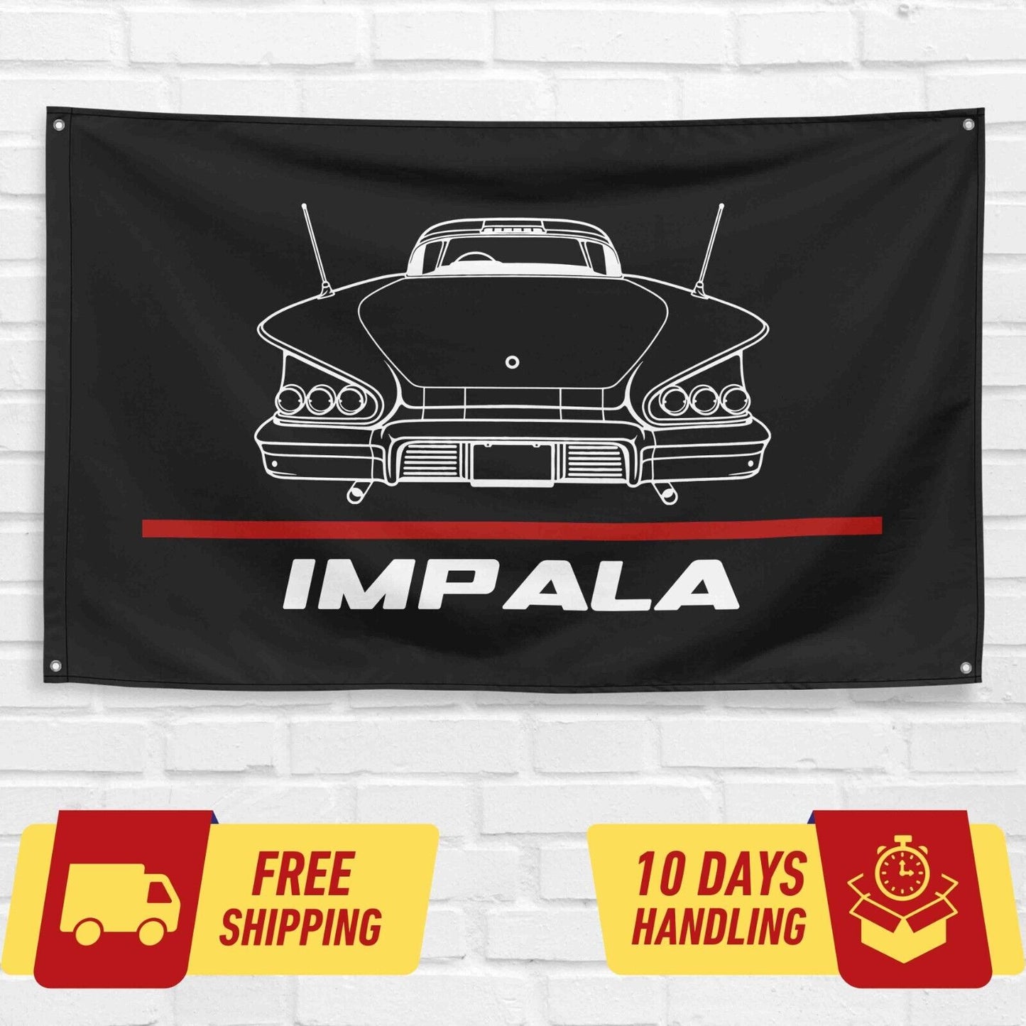 Impala 1958 Classic Car Lovers 3x5 ft Flag Garage Birthday Gift Banner