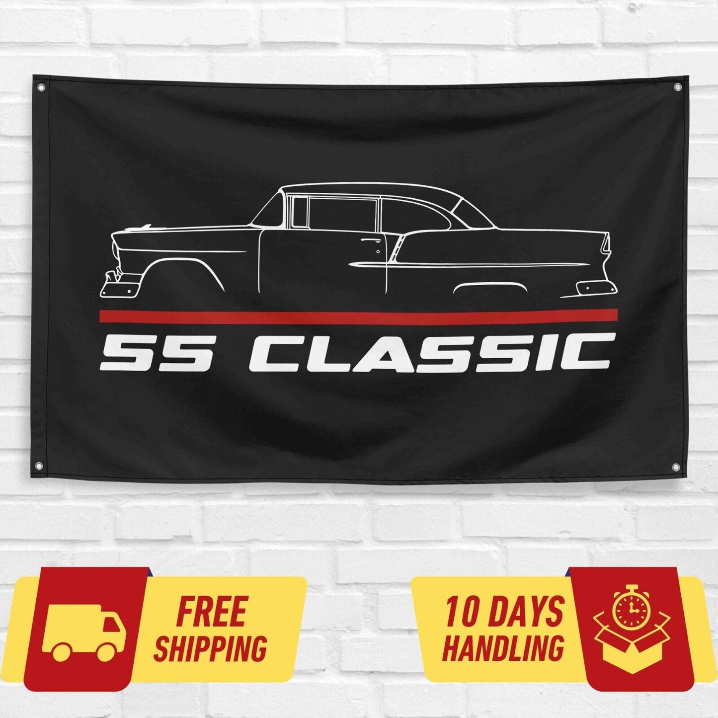 1955 Classic Car Lovers 3x5 ft Flag Garage Birthday Gift Banner