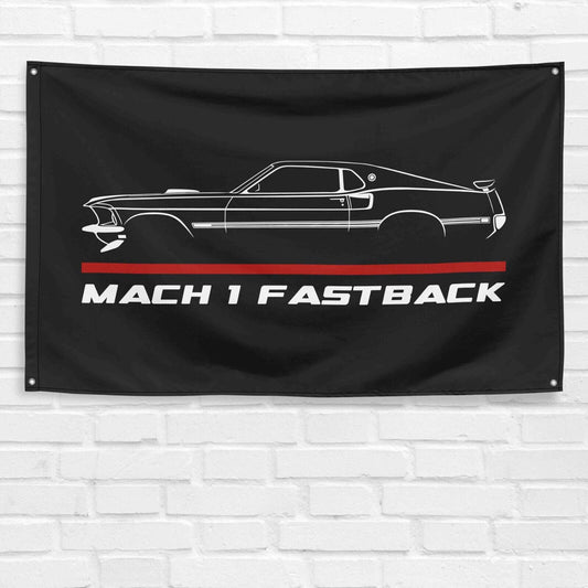 Mustang Mach 1 Fastback 1969 Car Lovers 3x5 ft Flag Garage Birthday Gift Banner