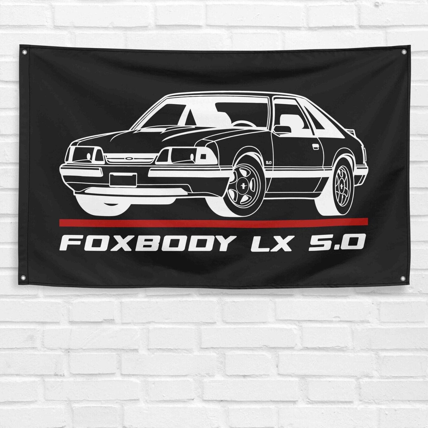 Mustang Foxbody LX 5.0 Car Lovers 3x5 ft Flag Garage Birthday Gift Banner