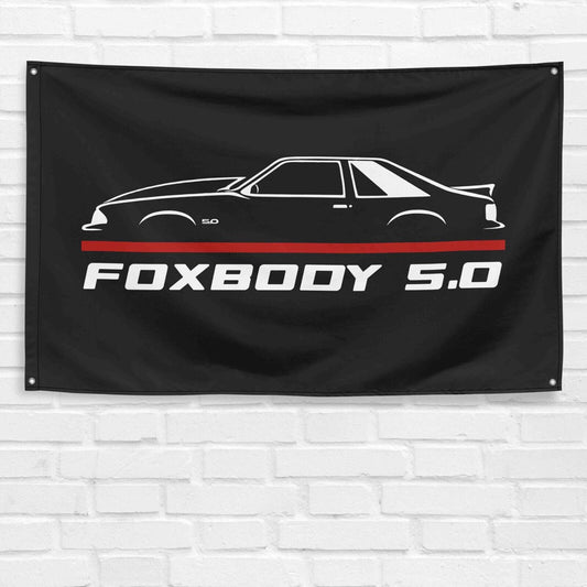 Mustang Foxbody 5.0 Cowl Car Lovers 3x5 ft Flag Garage Birthday Gift Banner