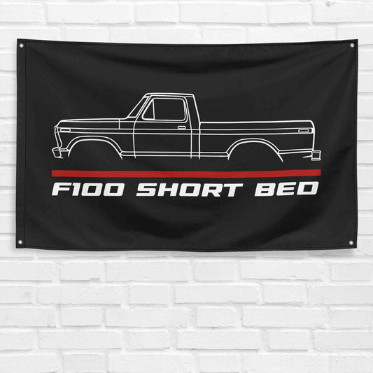 F100 Short Bed Truck 1974 Car Lovers 3x5 ft Flag Garage Birthday Gift Banner