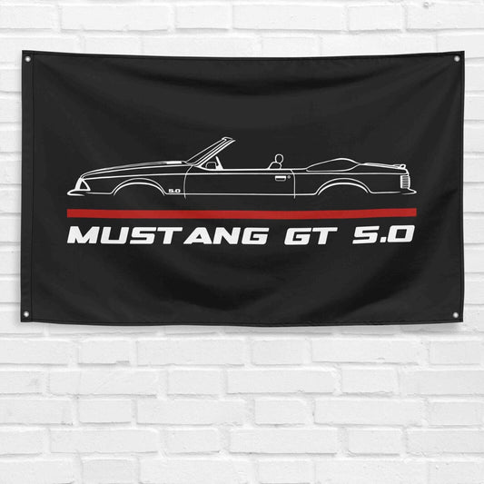 Mustang GT 5.0 Foxbody Convertible Car Lovers 3x5 ft Flag Garage Birthday Gift Banner