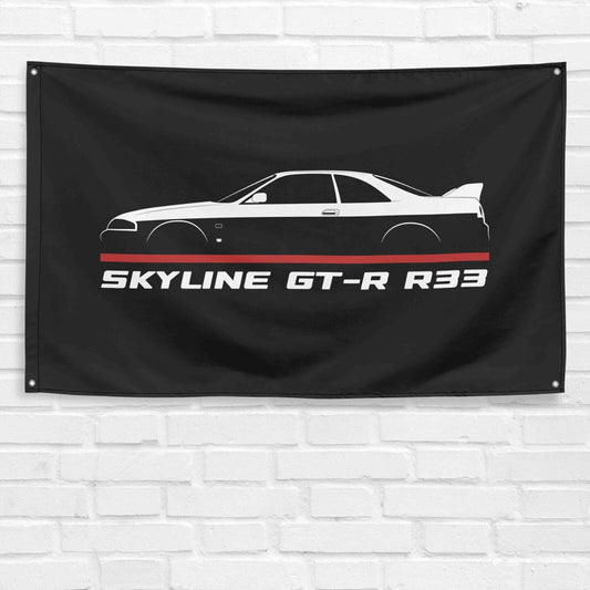 Skyline GT-R R33 1993-1998 Car Lovers 3x5 ft Flag Garage Birthday Gift Banner