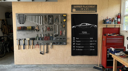 McLaren 720S 2018 car silhouette spec flag - Garage Plywood Wall