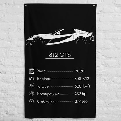 Ferrari 812 GTS 2020 car silhouette spec flag - White Brick Wall