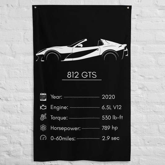 Ferrari 812 GTS 2020 car silhouette spec flag - White Brick Wall