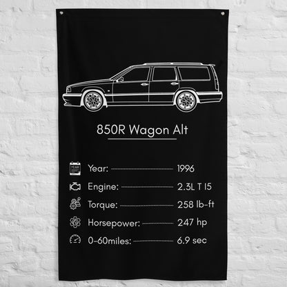 Volvo 850R Wagon 1996 (Design 2) car silhouette spec flag - White Brick Wall