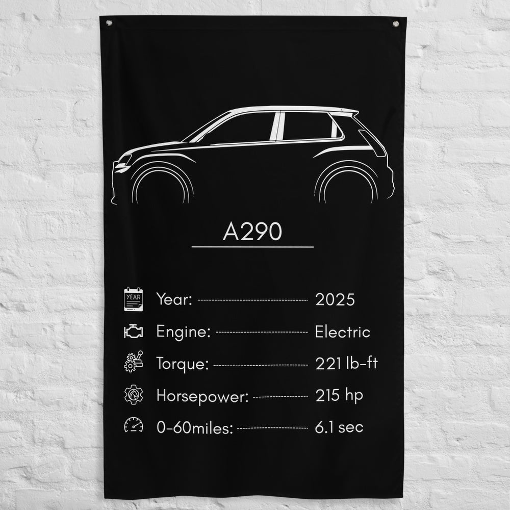Alpine A290 2025 car silhouette spec flag - White Brick Wall