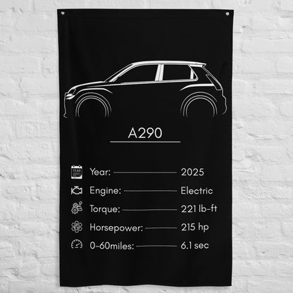 Alpine A290 2025 car silhouette spec flag - White Brick Wall