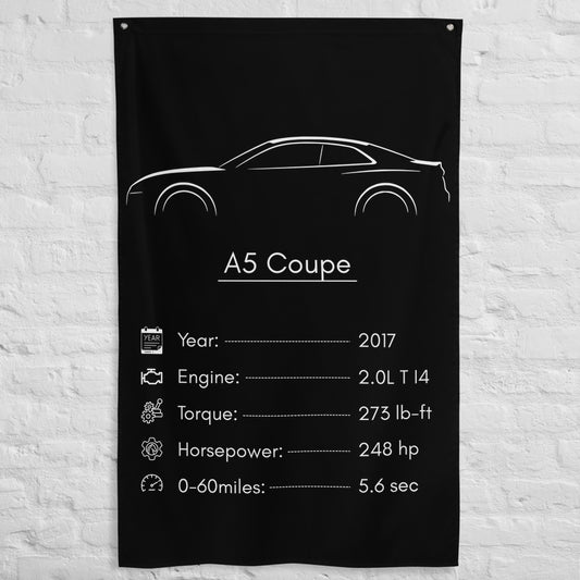 Audi A5 Coupe 2017 car silhouette spec flag - White Brick Wall