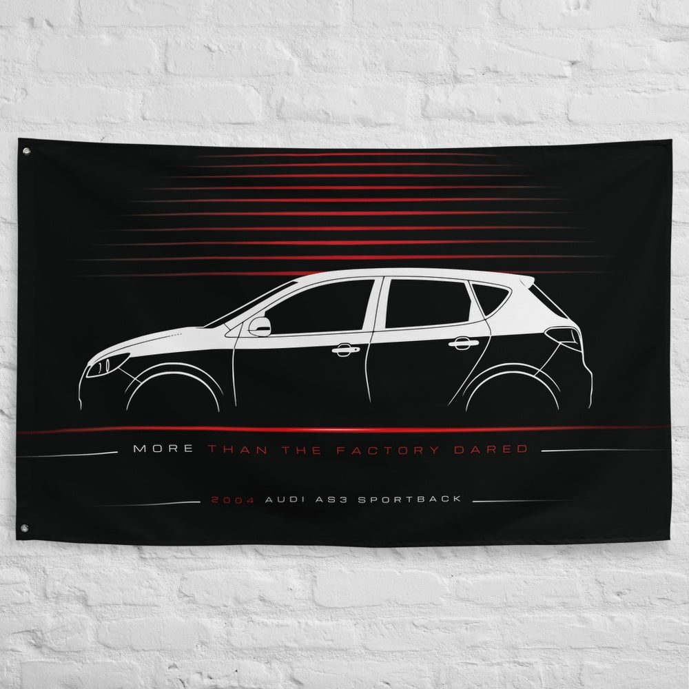 ABT Audi AS3 Sportback 2004 car silhouette flag - White Brick Wall