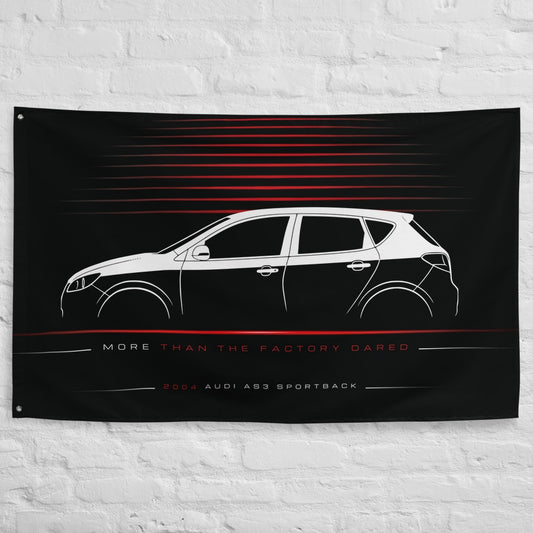 ABT Audi AS3 Sportback 2004 car silhouette flag - White Brick Wall