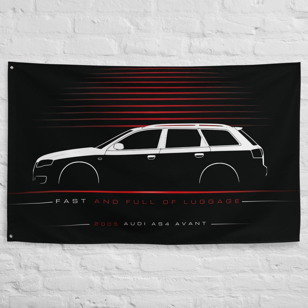 ABT Audi AS4 Avant 2005 car silhouette flag - White Brick Wall