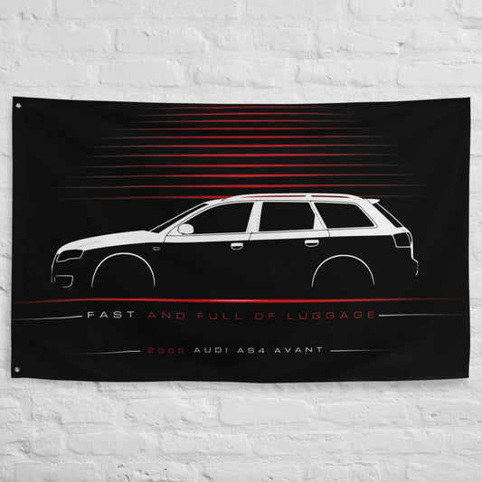 ABT Audi AS4 Avant 2005 car silhouette flag - White Brick Wall