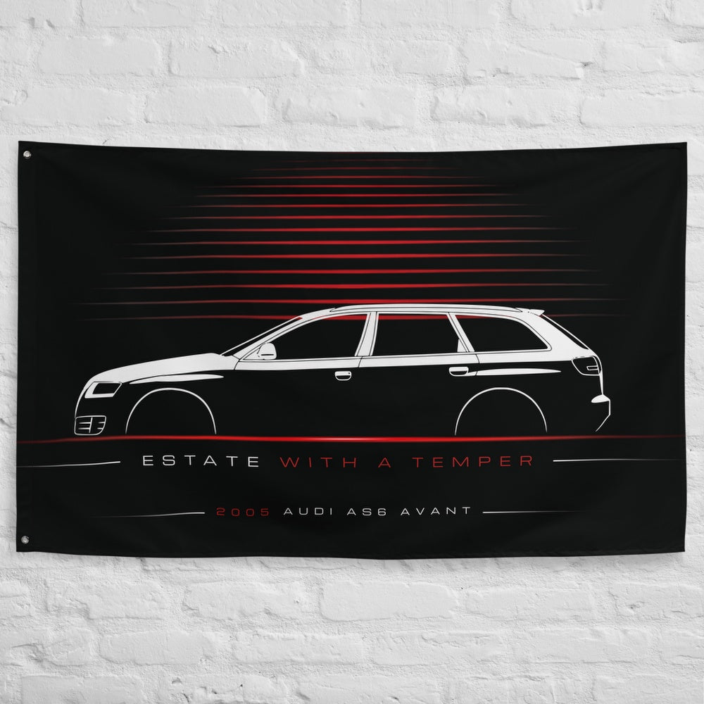 ABT Audi AS6 Avant 2005 car silhouette flag - White Brick Wall