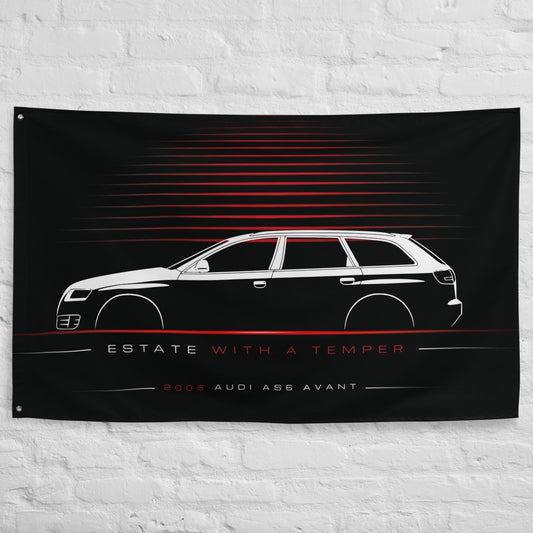 ABT Audi AS6 Avant 2005 car silhouette flag - White Brick Wall