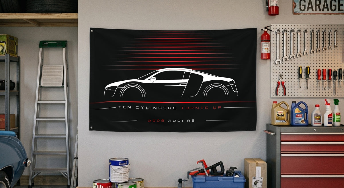 ABT Audi R8 2008 car silhouette flag - Garage Wall