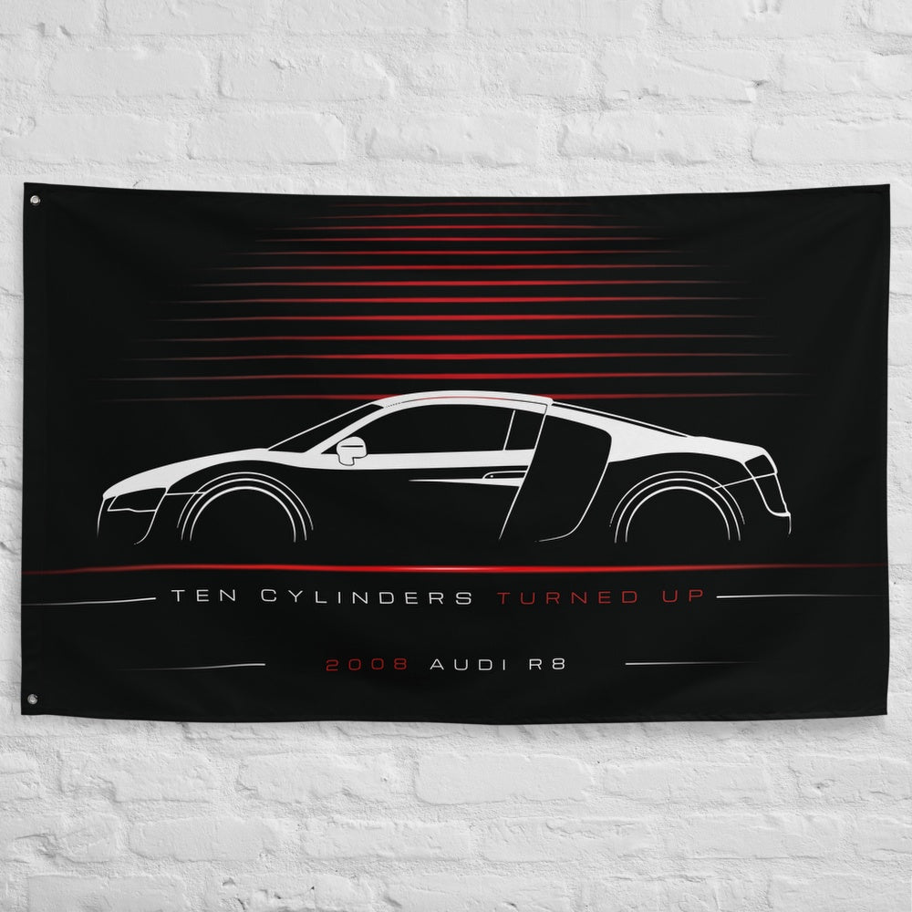 ABT Audi R8 2008 car silhouette flag - White Brick Wall
