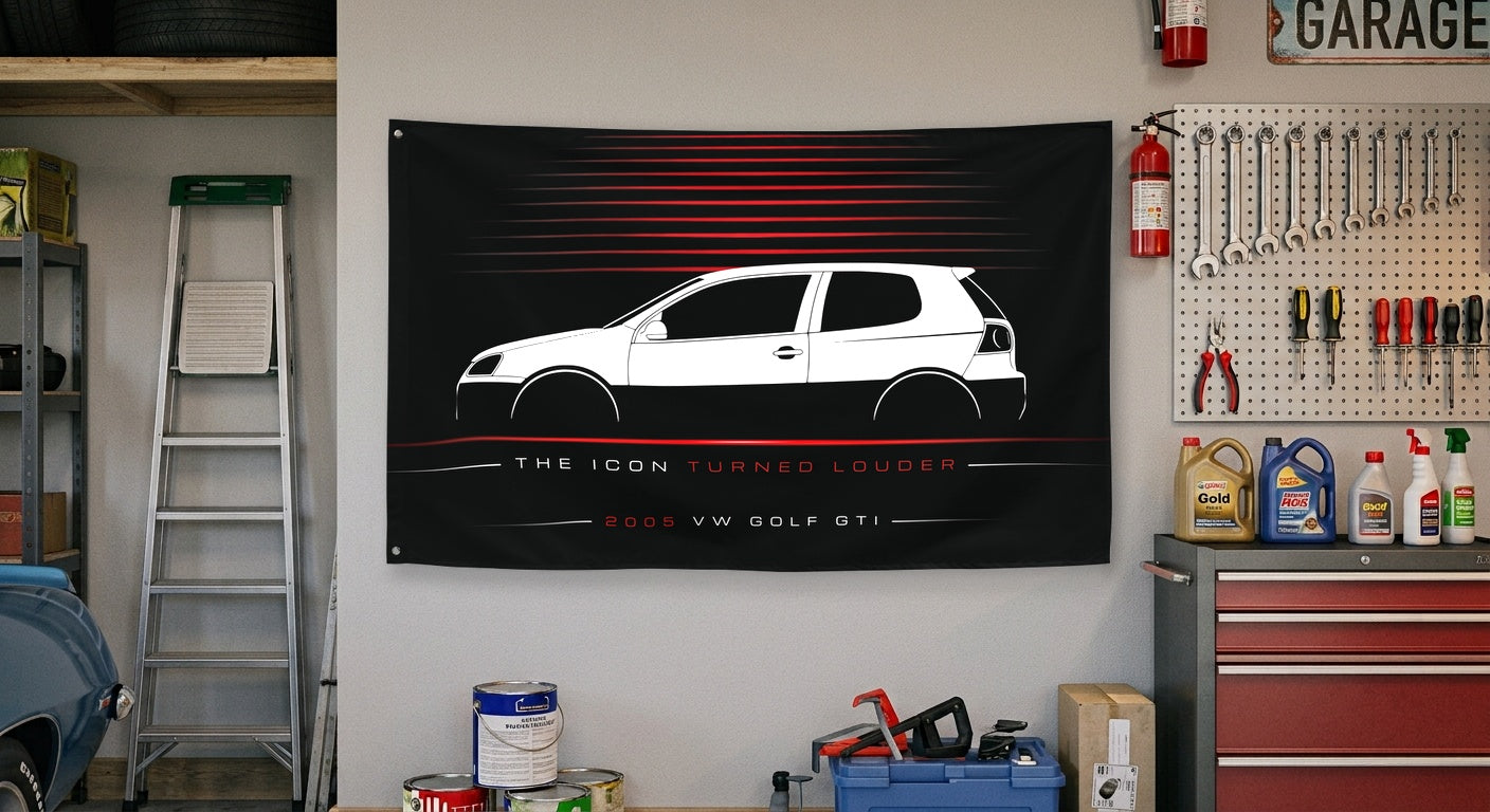 ABT VW Golf GTI 2005 car silhouette flag - Garage Wall