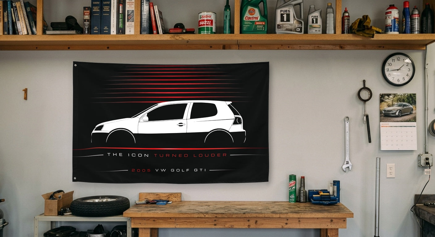 ABT VW Golf GTI 2005 car silhouette flag - Garage Workbench