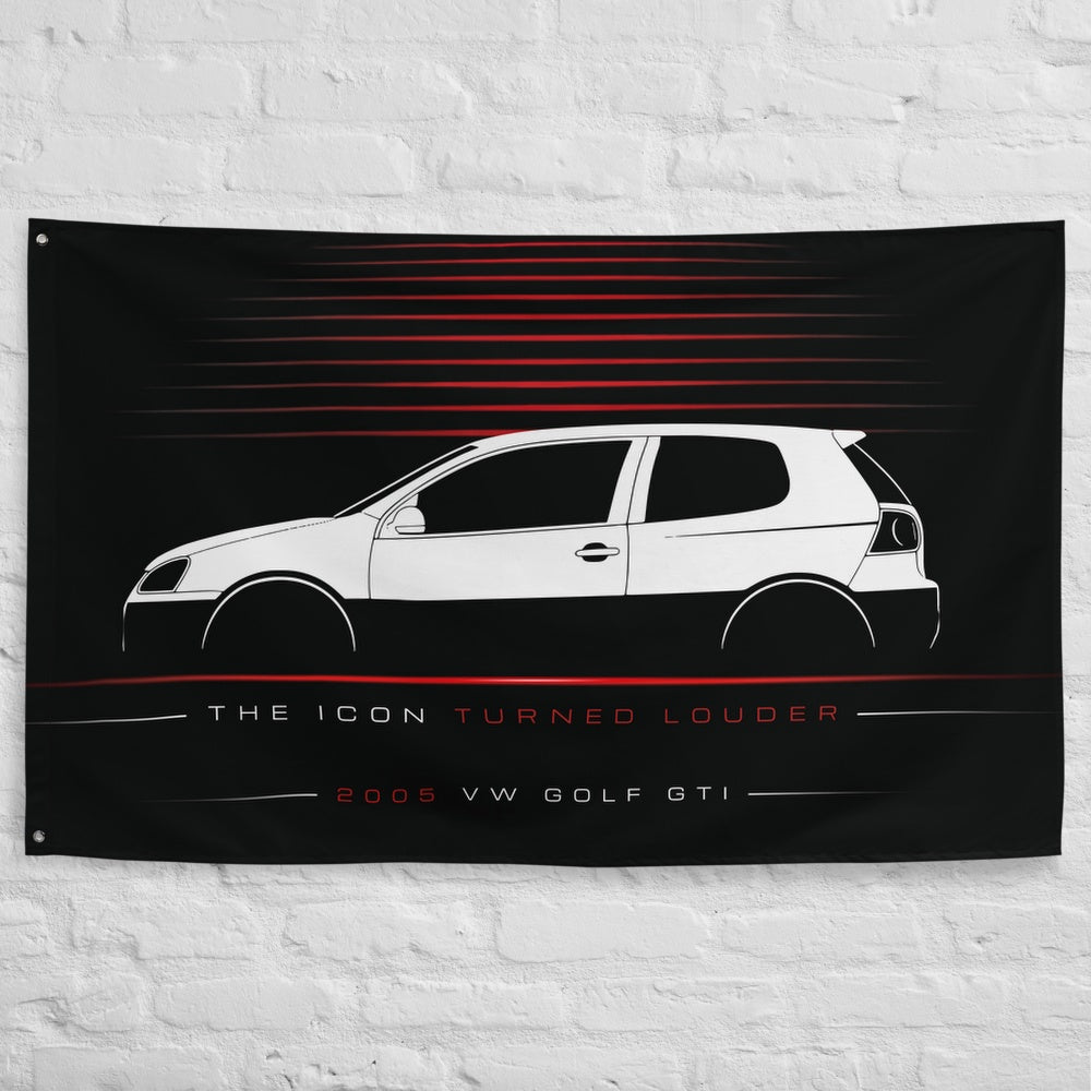 ABT VW Golf GTI 2005 car silhouette flag - White Brick Wall