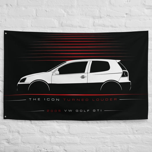 ABT VW Golf GTI 2005 car silhouette flag - White Brick Wall