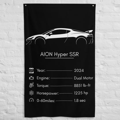GAC AION Hyper SSR 2024 car silhouette spec flag - White Brick Wall