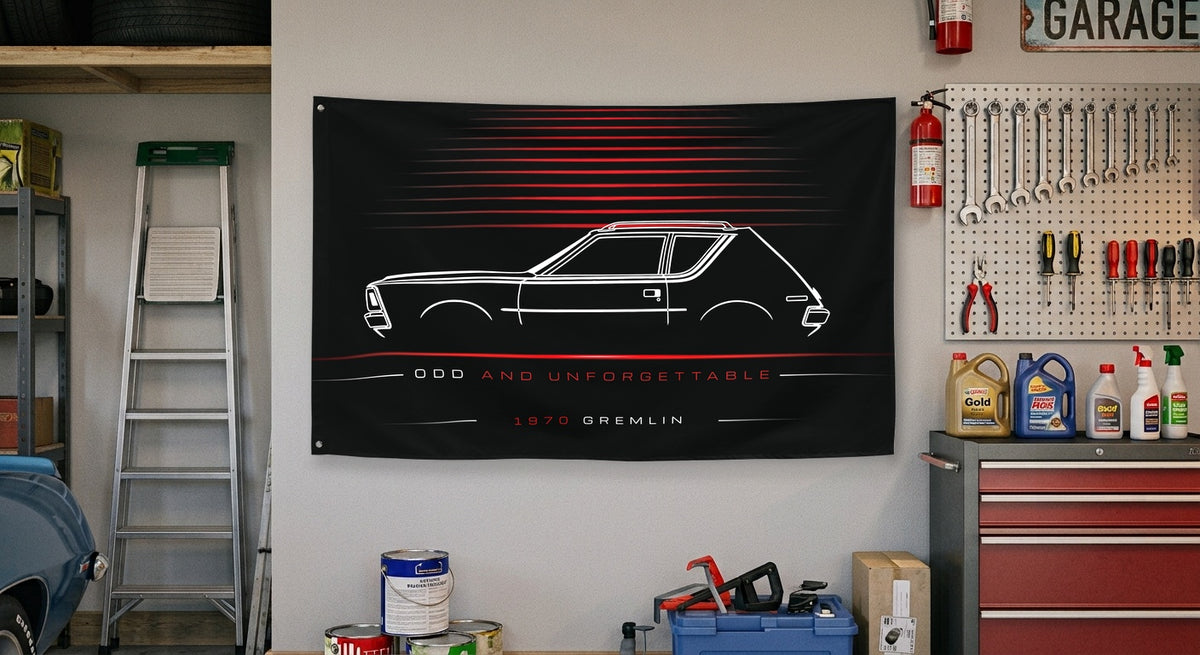AMC Gremlin 1970 car silhouette flag - Garage Wall